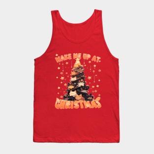 Wake Me Up at Christmas - Catmus Chrismas Tree Tank Top